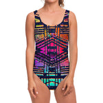 Ethnic Aztec Grunge Trippy Print One Piece Swimsuit