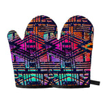 Ethnic Aztec Grunge Trippy Print Oven Mitts