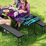 Ethnic Aztec Grunge Trippy Print Picnic Table Cover