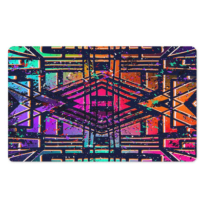 Ethnic Aztec Grunge Trippy Print Polyester Doormat