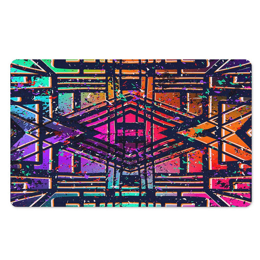 Ethnic Aztec Grunge Trippy Print Polyester Doormat