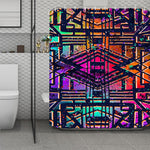 Ethnic Aztec Grunge Trippy Print Polyester Shower Curtain