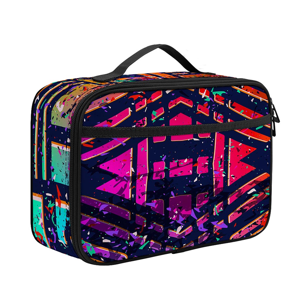 Ethnic Aztec Grunge Trippy Print Portable Lunch Bag