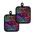 Ethnic Aztec Grunge Trippy Print Pot Holders