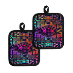 Ethnic Aztec Grunge Trippy Print Pot Holders