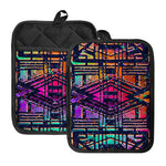 Ethnic Aztec Grunge Trippy Print Pot Holders With Pocket