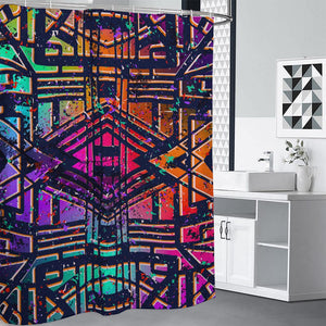 Ethnic Aztec Grunge Trippy Print Premium Shower Curtain