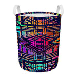 Ethnic Aztec Grunge Trippy Print Round Laundry Basket