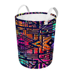 Ethnic Aztec Grunge Trippy Print Round Laundry Basket
