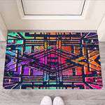 Ethnic Aztec Grunge Trippy Print Rubber Doormat