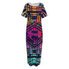 Ethnic Aztec Grunge Trippy Print Short Sleeve Long Nightdress