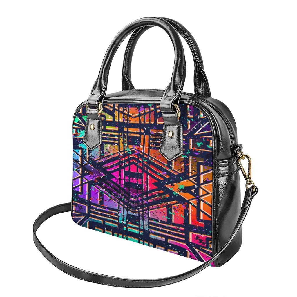 Ethnic Aztec Grunge Trippy Print Shoulder Handbag