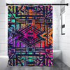 Ethnic Aztec Grunge Trippy Print Shower Curtain