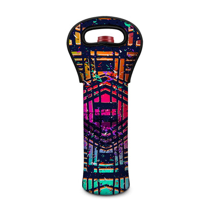 Ethnic Aztec Grunge Trippy Print Single Neoprene Wine Tote