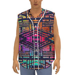 Ethnic Aztec Grunge Trippy Print Sleeveless Baseball Jersey