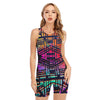 Ethnic Aztec Grunge Trippy Print Sleeveless One Piece Swimsuit