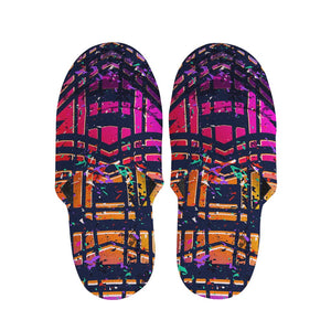 Ethnic Aztec Grunge Trippy Print Slippers