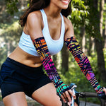 Ethnic Aztec Grunge Trippy Print Sun Protection Arm Sleeves