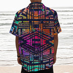 Ethnic Aztec Grunge Trippy Print Textured Short Sleeve Shirt