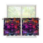 Ethnic Aztec Grunge Trippy Print Tier Curtains