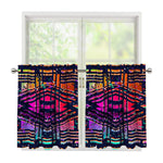 Ethnic Aztec Grunge Trippy Print Tier Curtains