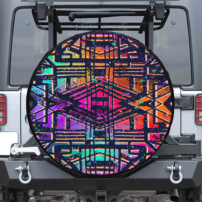 Ethnic Aztec Grunge Trippy Print Tire Cover