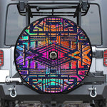 Ethnic Aztec Grunge Trippy Print Tire Cover With Camera Hole