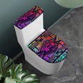 Ethnic Aztec Grunge Trippy Print Toilet Lid And Tank Cover Set