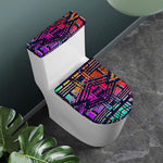 Ethnic Aztec Grunge Trippy Print Toilet Lid And Tank Cover Set