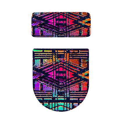 Ethnic Aztec Grunge Trippy Print Toilet Lid And Tank Cover Set