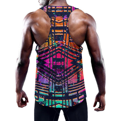Ethnic Aztec Grunge Trippy Print Training Tank Top