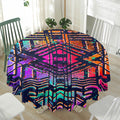 Ethnic Aztec Grunge Trippy Print Waterproof Round Tablecloth