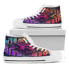 Ethnic Aztec Grunge Trippy Print White High Top Sneakers