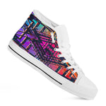 Ethnic Aztec Grunge Trippy Print White High Top Sneakers