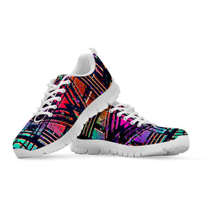 Ethnic Aztec Grunge Trippy Print White Running Shoes