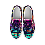 Ethnic Aztec Grunge Trippy Print White Slip On Sneakers