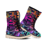 Ethnic Aztec Grunge Trippy Print Winter Boots