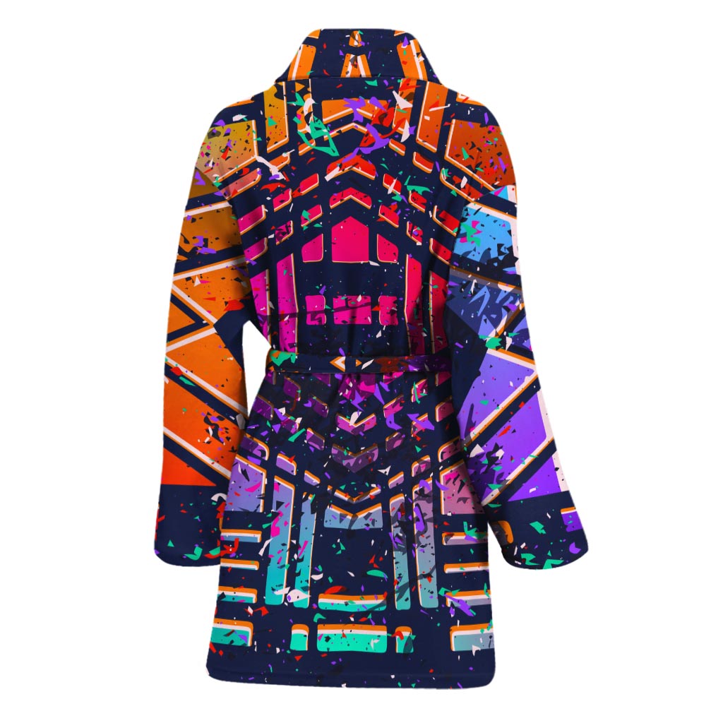 Ethnic Aztec Grunge Trippy Print Women's Bathrobe