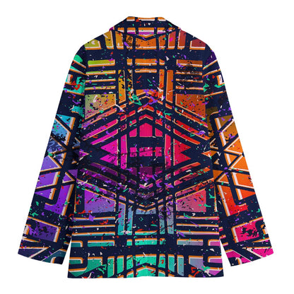 Ethnic Aztec Grunge Trippy Print Women's Blazer