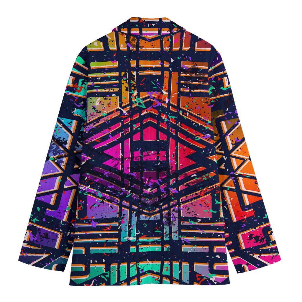 Ethnic Aztec Grunge Trippy Print Women's Cotton Blazer