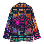 Ethnic Aztec Grunge Trippy Print Women's Cotton Blazer