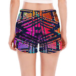 Ethnic Aztec Grunge Trippy Print Women's Split Running Shorts