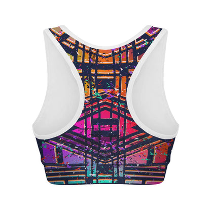 Ethnic Aztec Grunge Trippy Print Women's Sports Bra