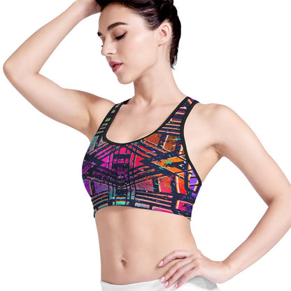 Ethnic Aztec Grunge Trippy Print Women's Sports Bra