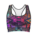 Ethnic Aztec Grunge Trippy Print Women's Sports Bra