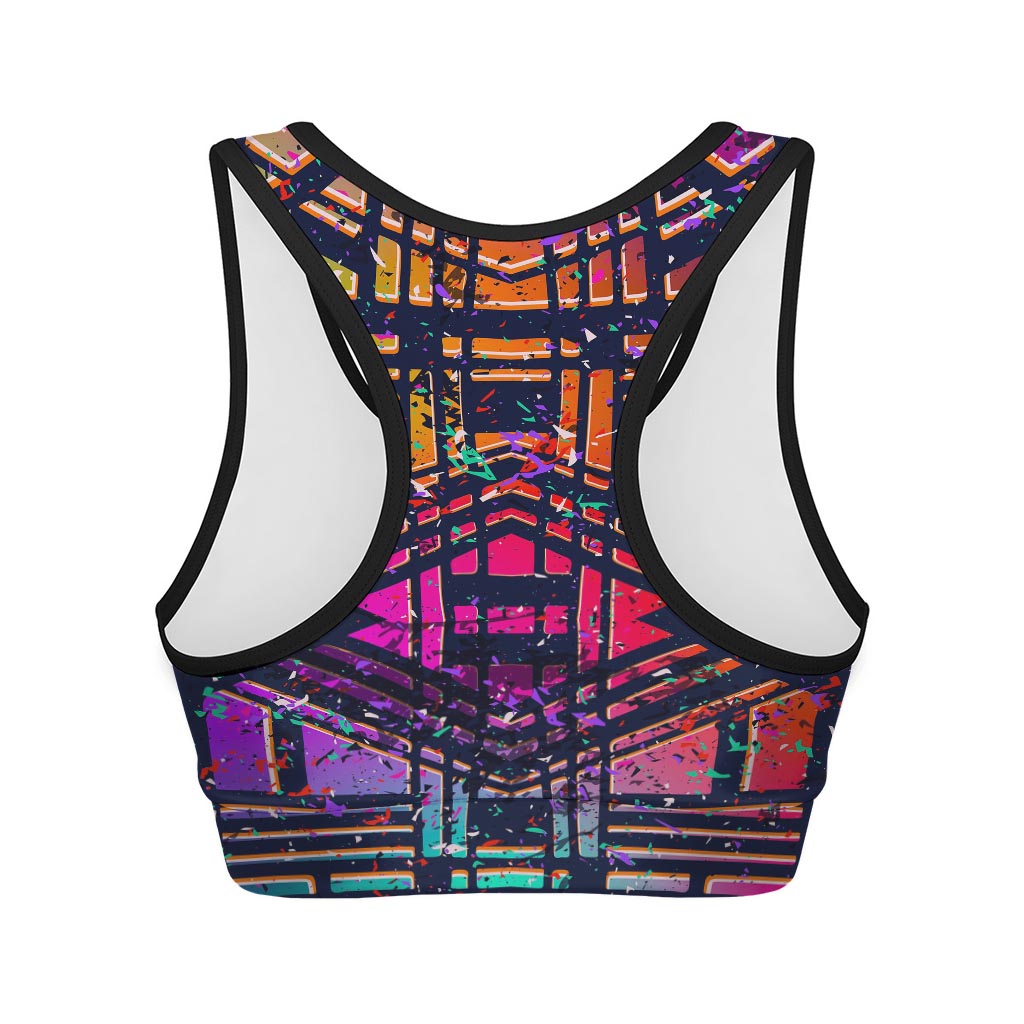 Ethnic Aztec Grunge Trippy Print Women's Sports Bra