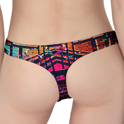 Ethnic Aztec Grunge Trippy Print Women's Thong