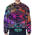 Ethnic Aztec Grunge Trippy Print Zip Sleeve Bomber Jacket