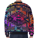 Ethnic Aztec Grunge Trippy Print Zip Sleeve Bomber Jacket