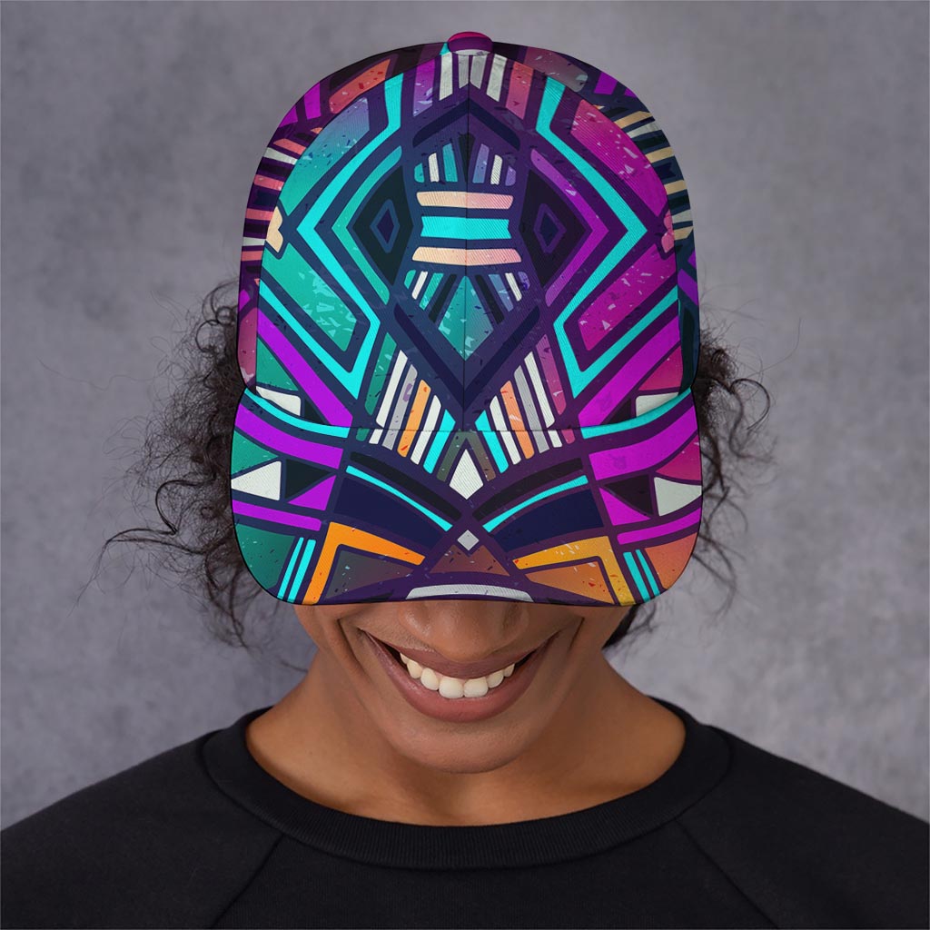 Ethnic Aztec Trippy Print Baseball Cap